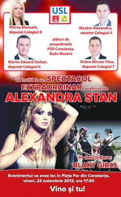 Candidaţii USL vă invită la un concert Alexandra Stan!